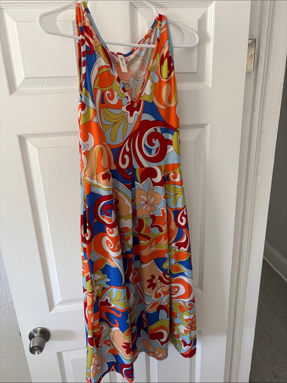 24seven Orange Floral V-Neck Dress with Pockets!